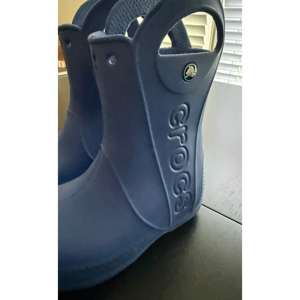 CROCS Little Kid Handle It Rain Boot Size C9 Blue Easy On/Off Waterproof Pull-On